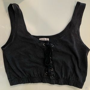 Charcoal grey Urban Outfitter lace up crop top